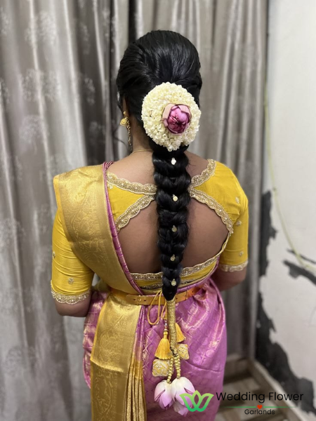 Wedding pelli poola jada with jasmine and lotus hyderabad
